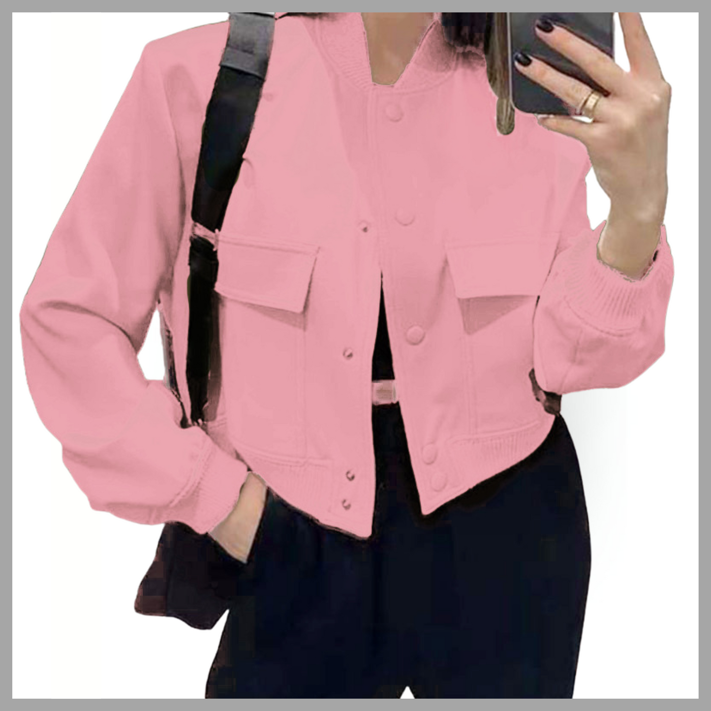 Loose Fit Short Coat with Pockets
