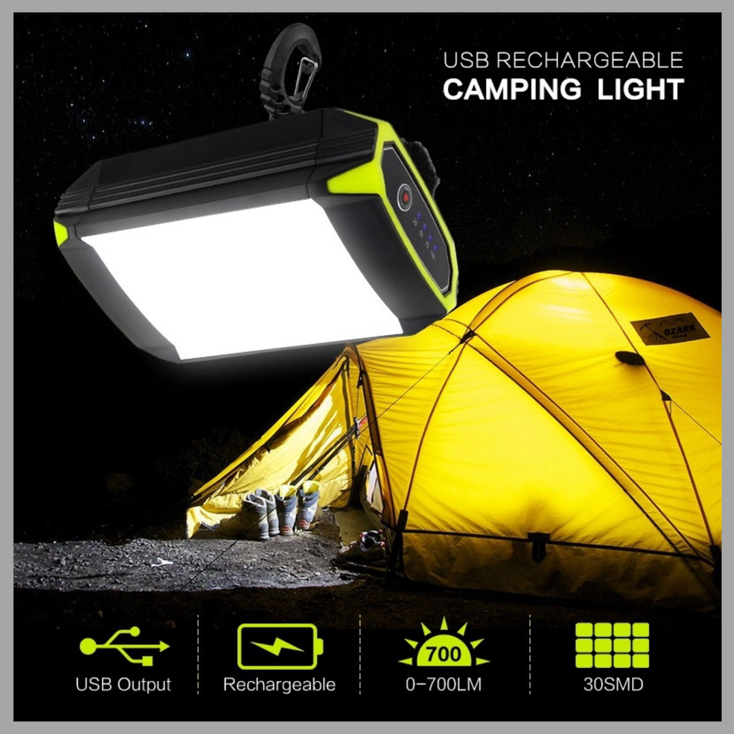 Rechargeable LED Camping Light – Portable Tent Light with Power Bank, Dimmable, 6000mAh Battery
