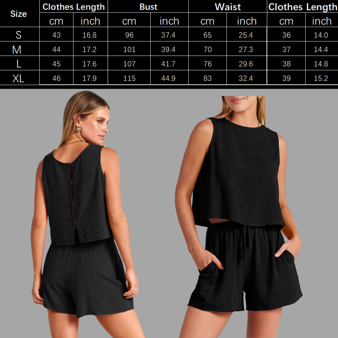 Casual Women's Sleeveless Top and Drawstring Shorts Set