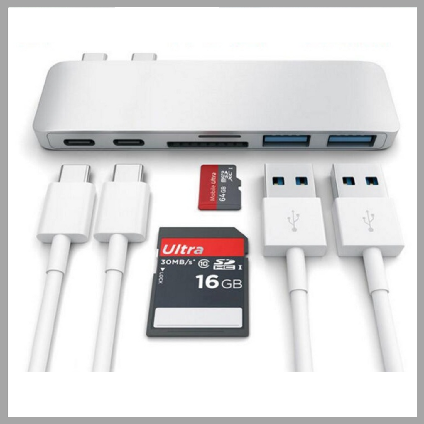 USB Type-C Hub with PD Power, SD/TF Card Reader & 3.0 Adapter