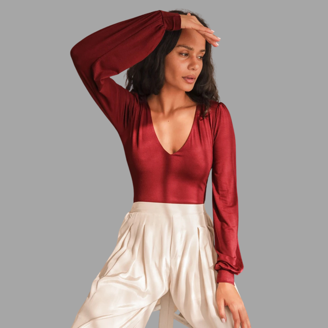 V-neck Loose Sleeve Bodysuit