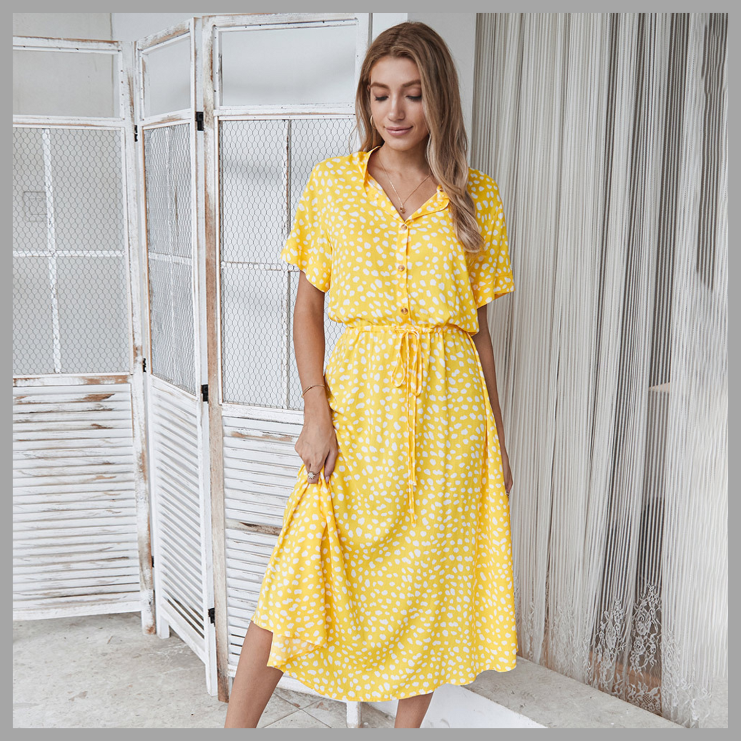 Women's Polka Dot Shirt Dress