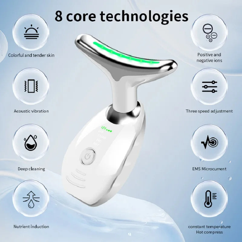 LED Face & Neck Massager for Skin Tightening & Anti-Aging