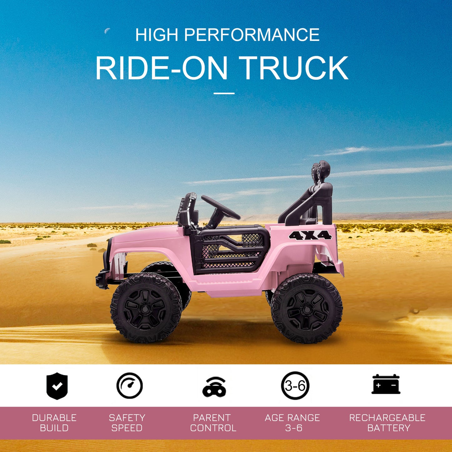 Electric Off-Road Truck 12V Kids Ride On With Remote Control MP3 Music Adjustable Speed
