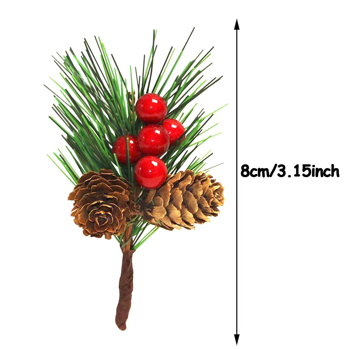 10PCS Artificial Pine Cones with Red Berries & Greenery Stems – Christmas Table, Wreath & DIY Holiday Decorations