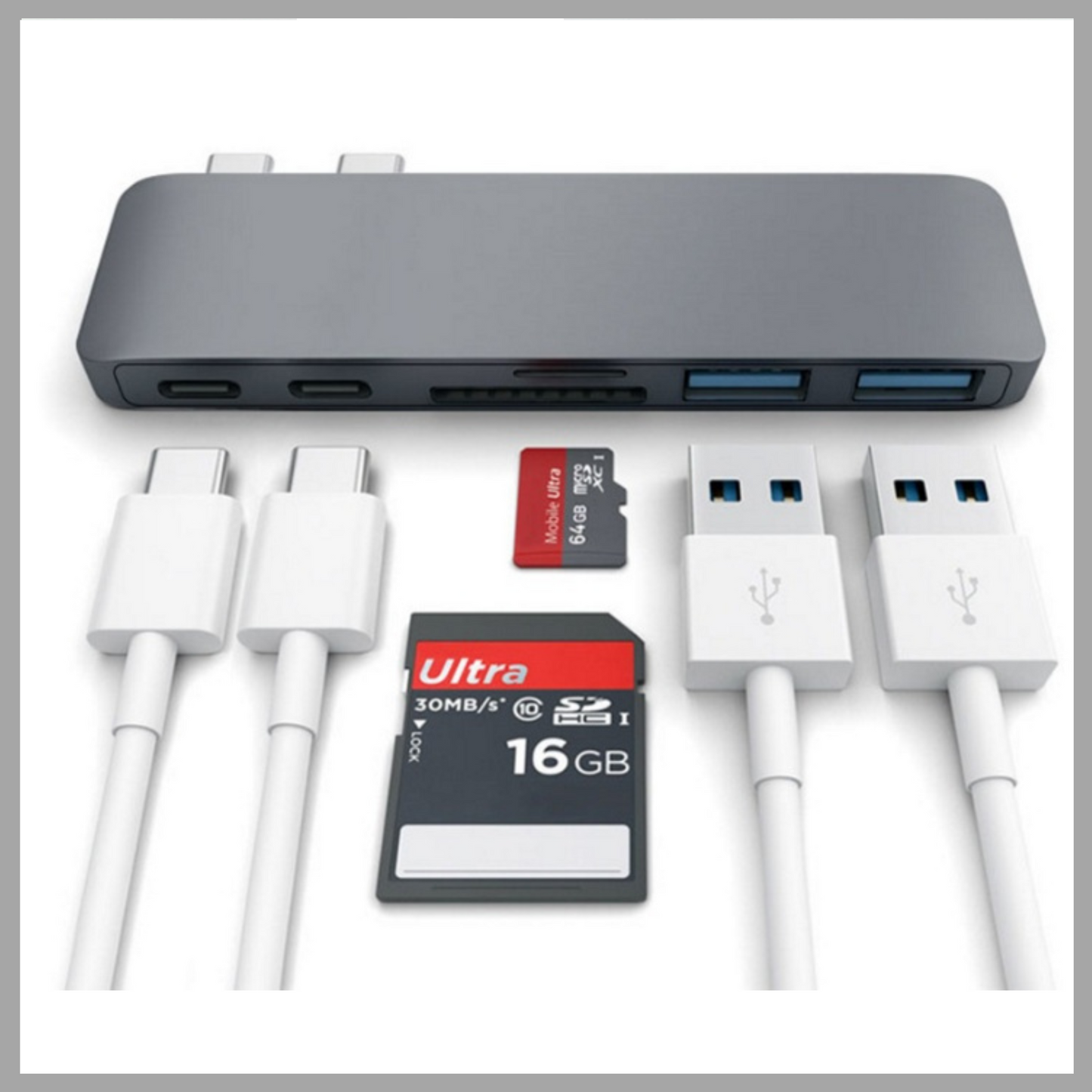 USB Type-C Hub with PD Power, SD/TF Card Reader & 3.0 Adapter