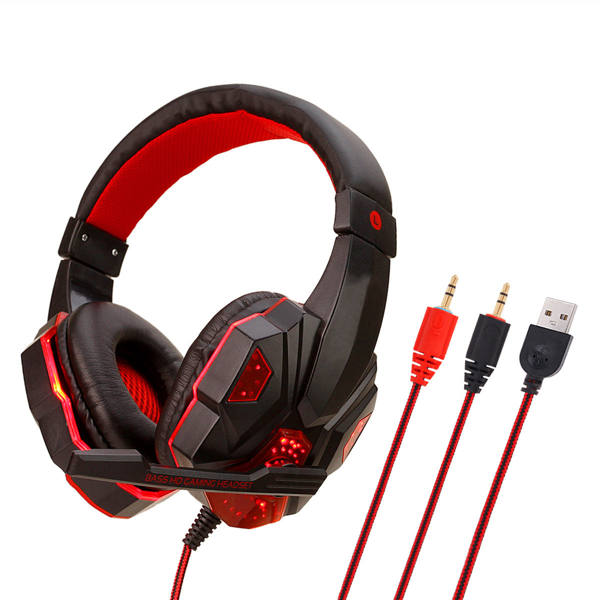 Luminous Gaming Headset with Microphone, Wired 3.5mm & USB Connectivity