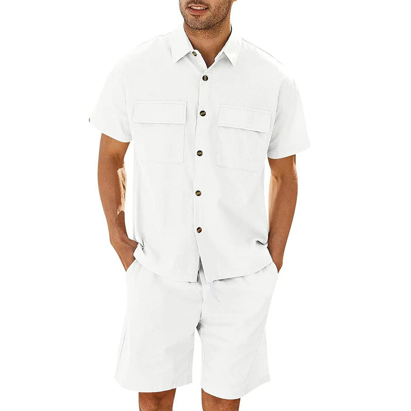Men's Summer 2-Piece Set – Casual Linen Blend Outfit