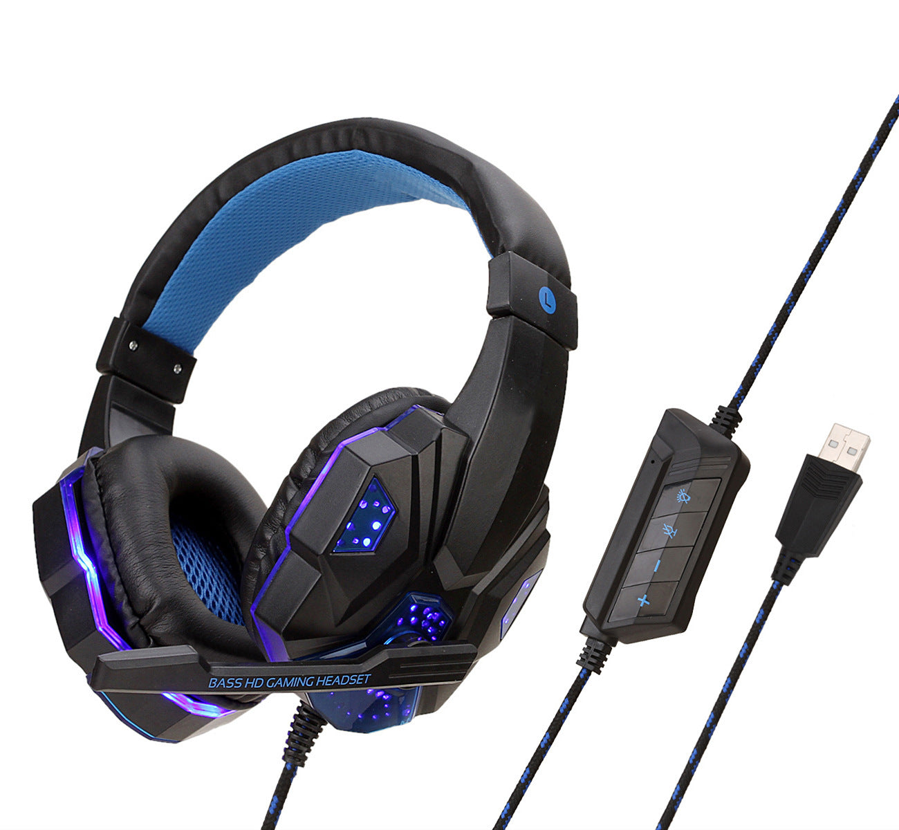Luminous Gaming Headset with Microphone, Wired 3.5mm & USB Connectivity