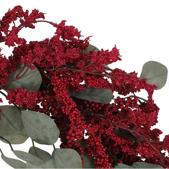 Artificial Christmas Wreath With Eucalyptus    Berries,Decorations For Everyday Farmhouse Window OutdoorIndoor