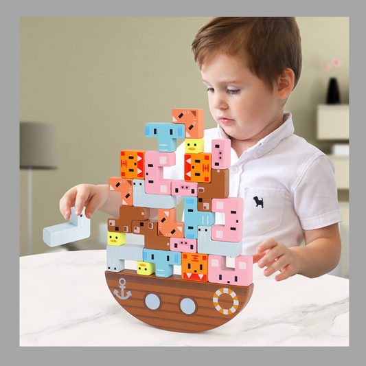 Wooden Boat Stacking Block – Creative Learning Toy for Kids