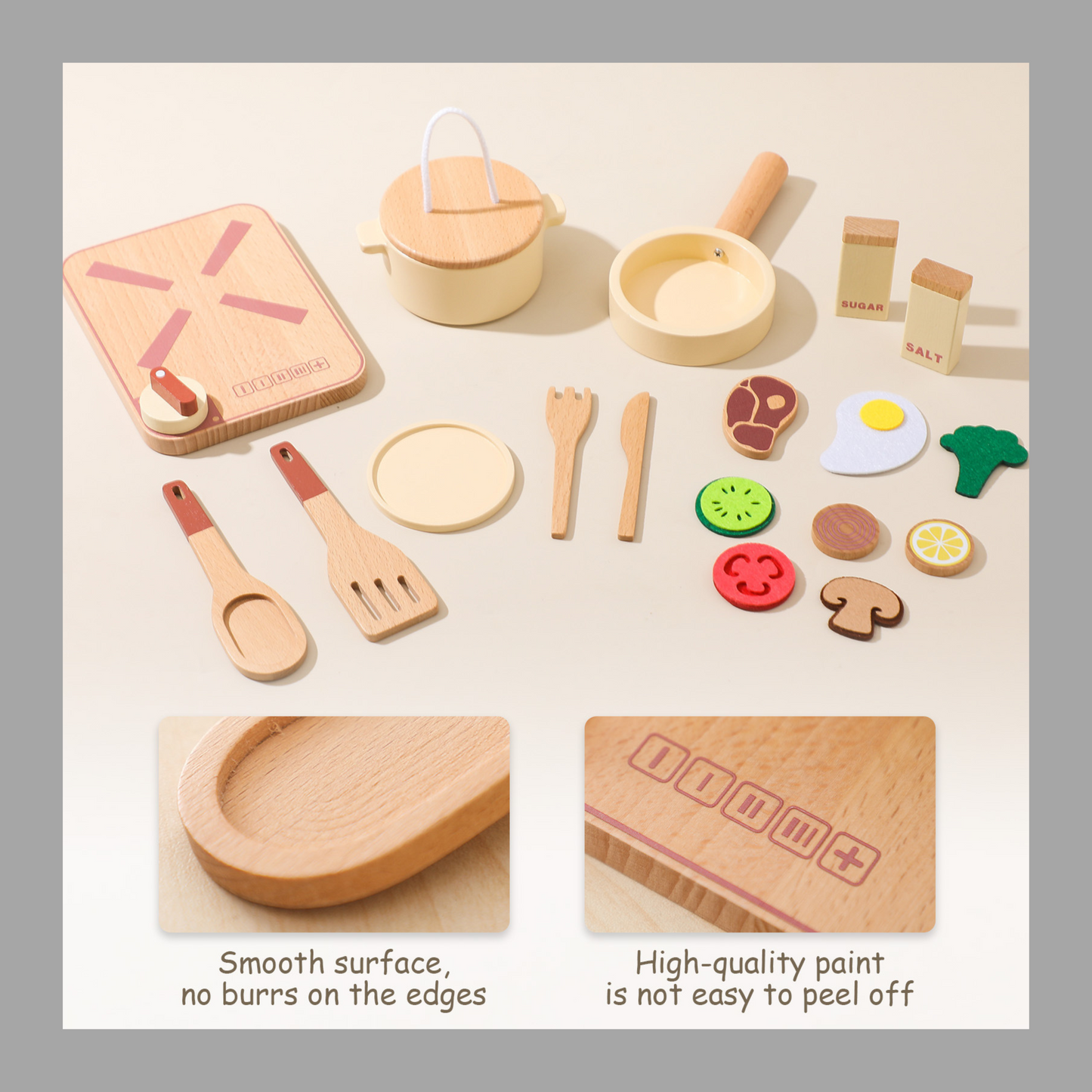 Children’s Wooden Kitchen Playset – Early Learning Toy