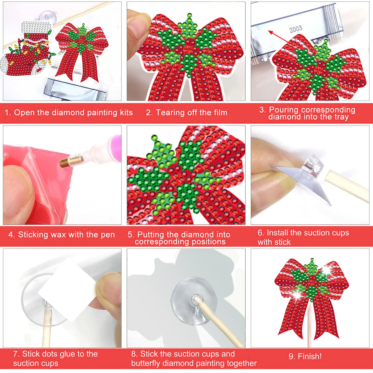 Christmas Diamond Painting Stickers – DIY Rhinestone Sticker Set for Holiday Crafts & Decorations
