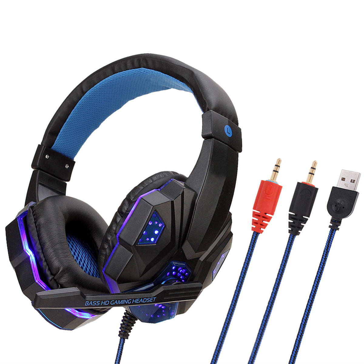 Luminous Gaming Headset with Microphone, Wired 3.5mm & USB Connectivity