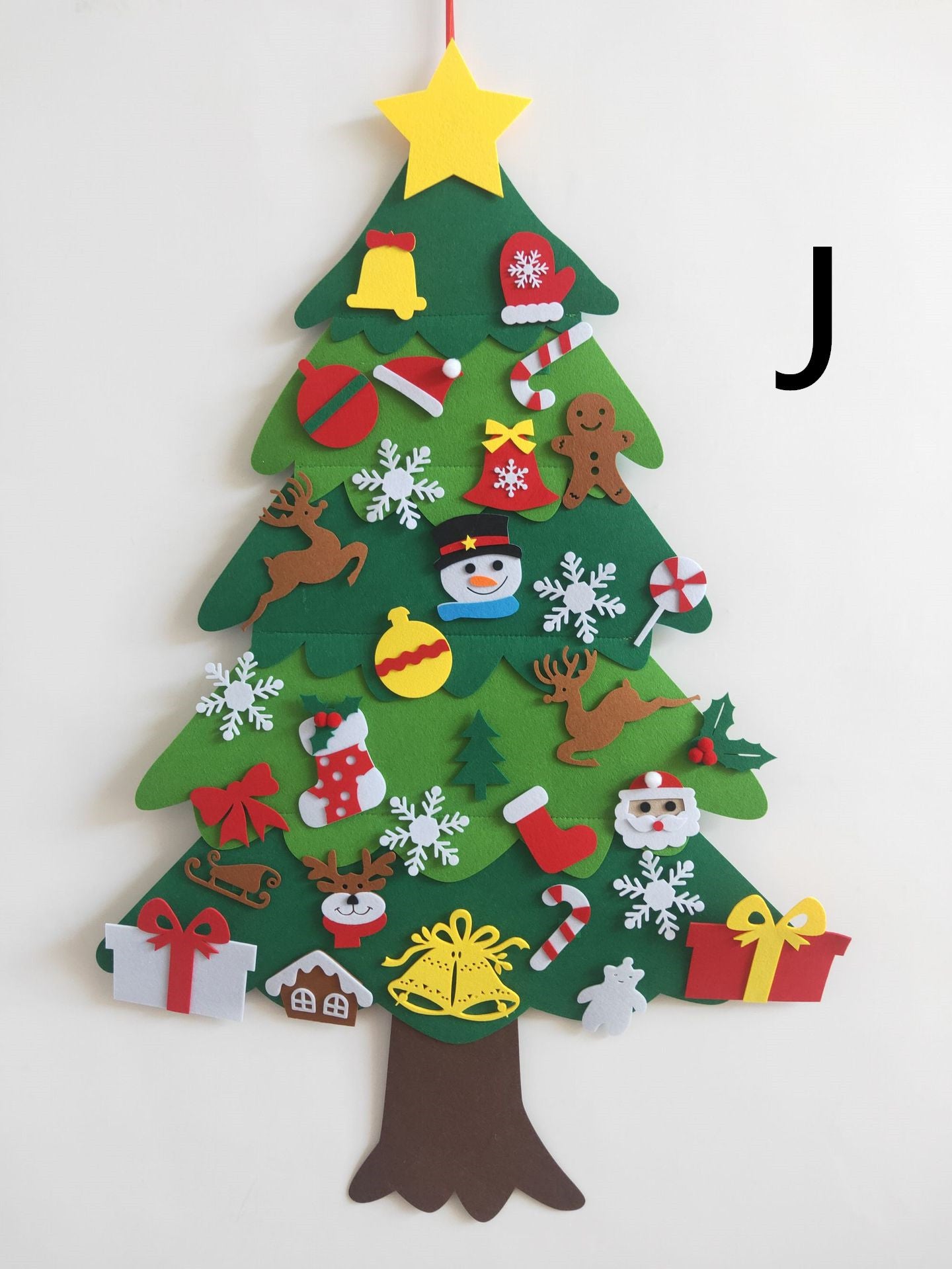 Felt Christmas Tree for Kids | DIY Wall Hanging Tree with Detachable Ornaments | Safe Toddler Christmas Decoration Gift