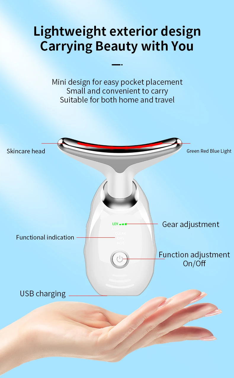 LED Face & Neck Massager for Skin Tightening & Anti-Aging