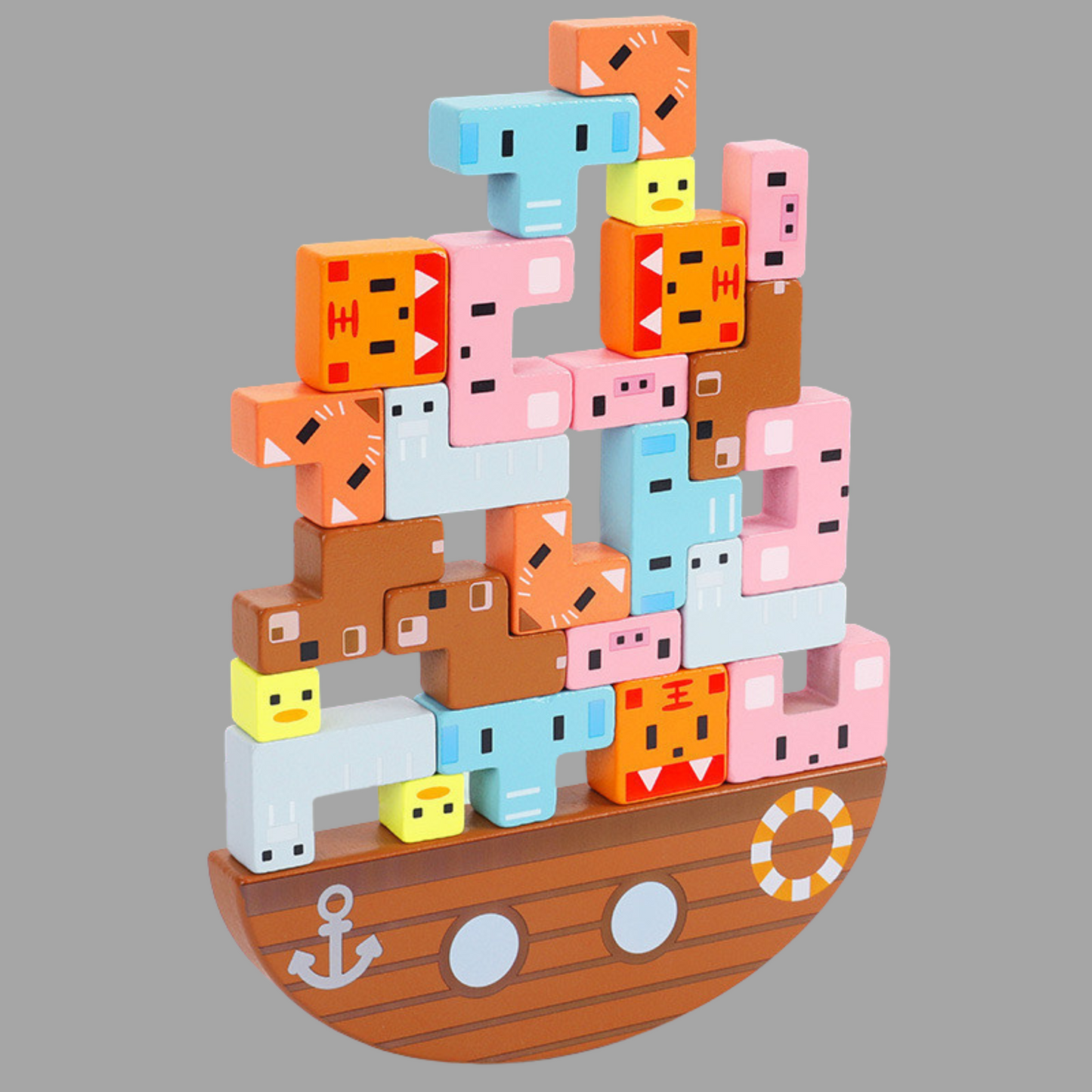 Wooden Boat Stacking Block – Creative Learning Toy for Kids