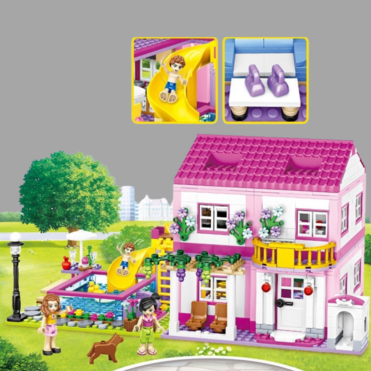 Summer Villa Building Blocks Playset - Kids Playhouse Toy