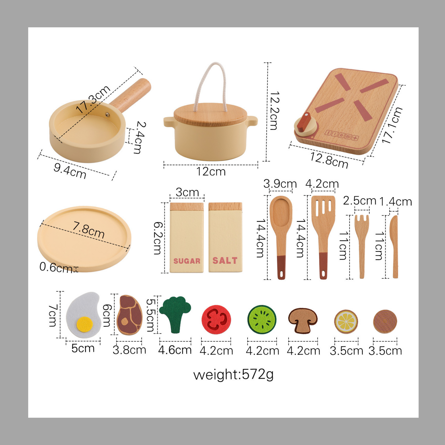 Children’s Wooden Kitchen Playset – Early Learning Toy