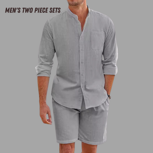 Men's Button Shirt & Shorts Set
