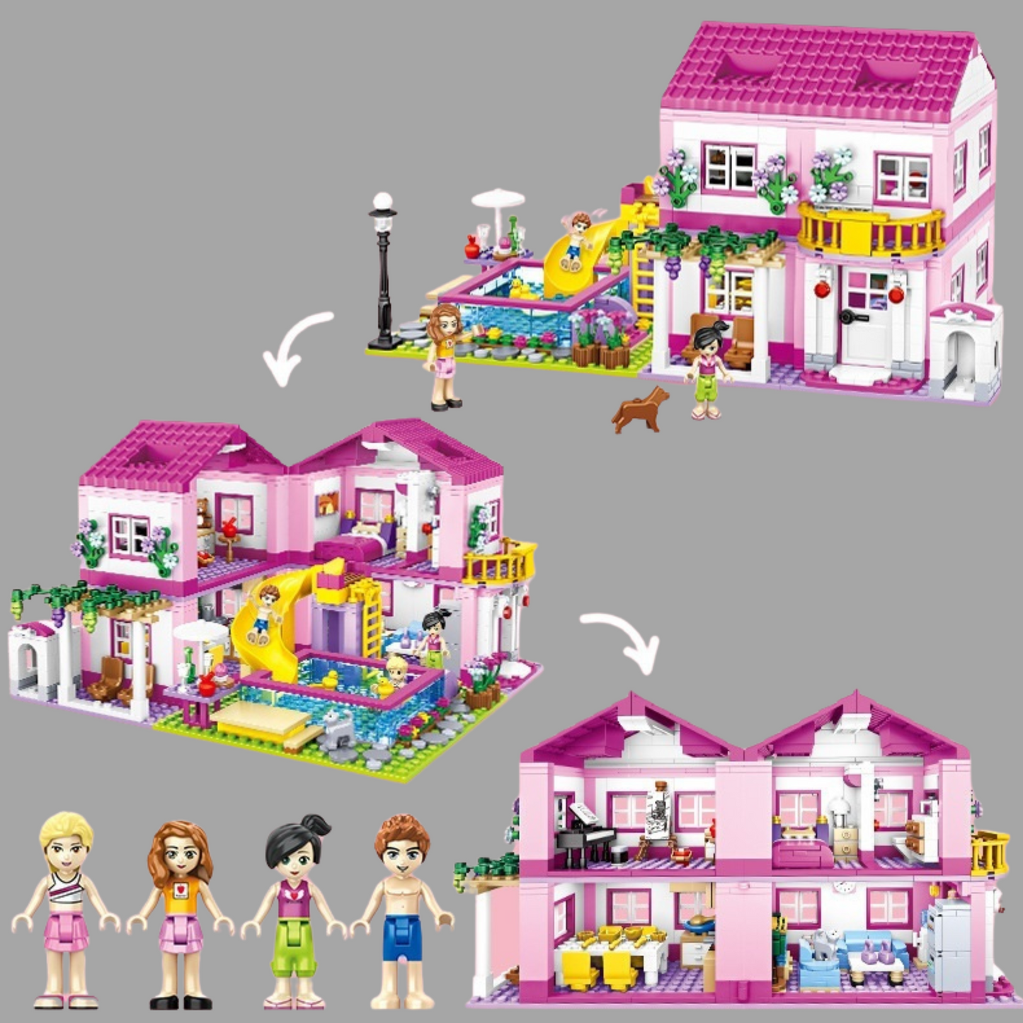 Summer Villa Building Blocks Playset - Kids Playhouse Toy