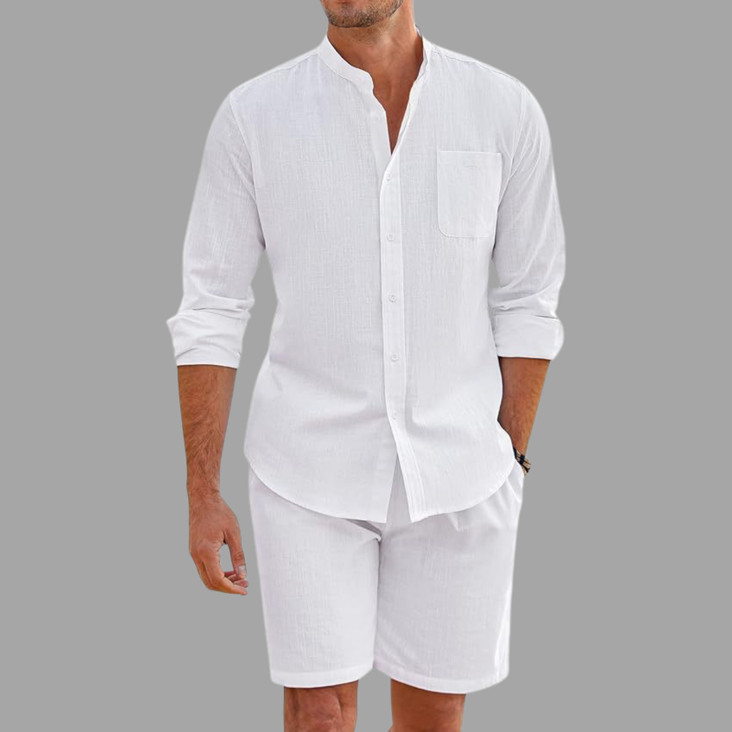 Men's Button Shirt & Shorts Set