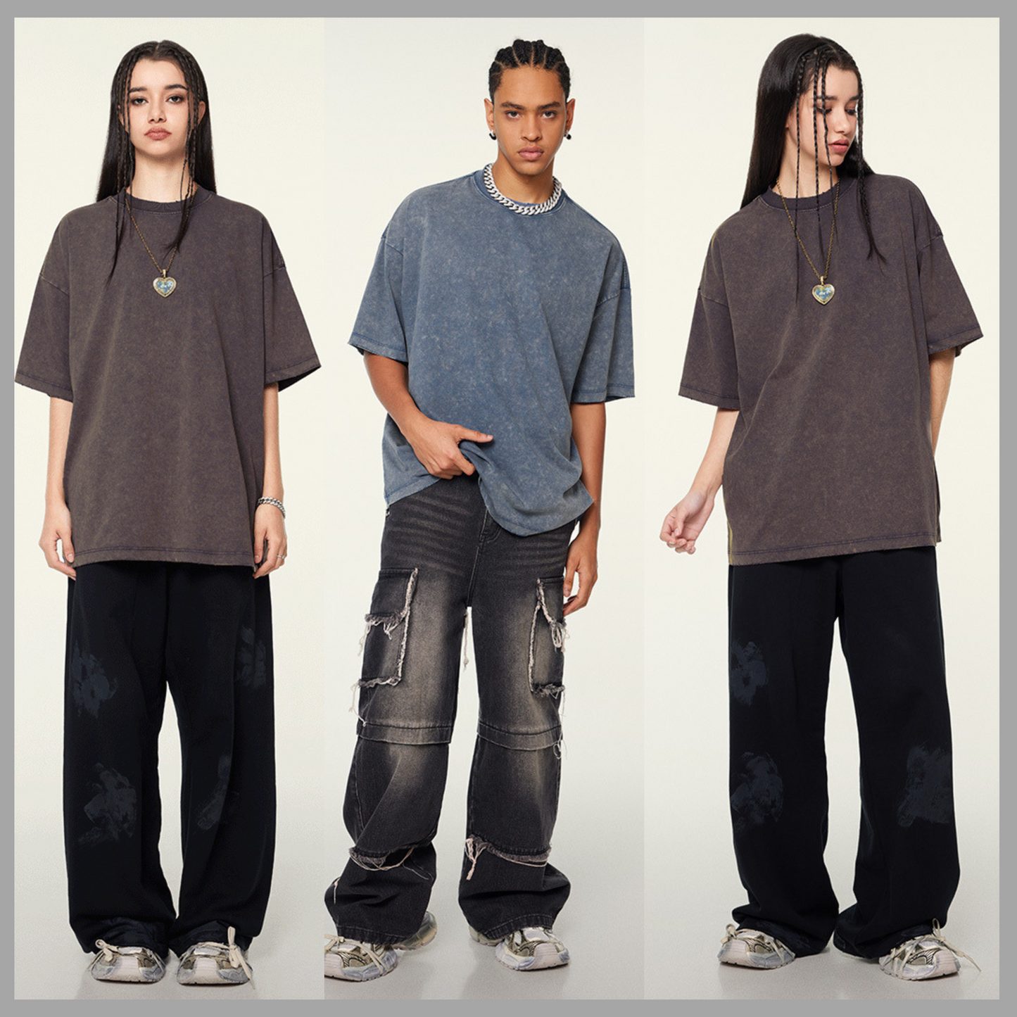 Drop Shoulder Vintage-Wash Oversized Cotton T-Shirt