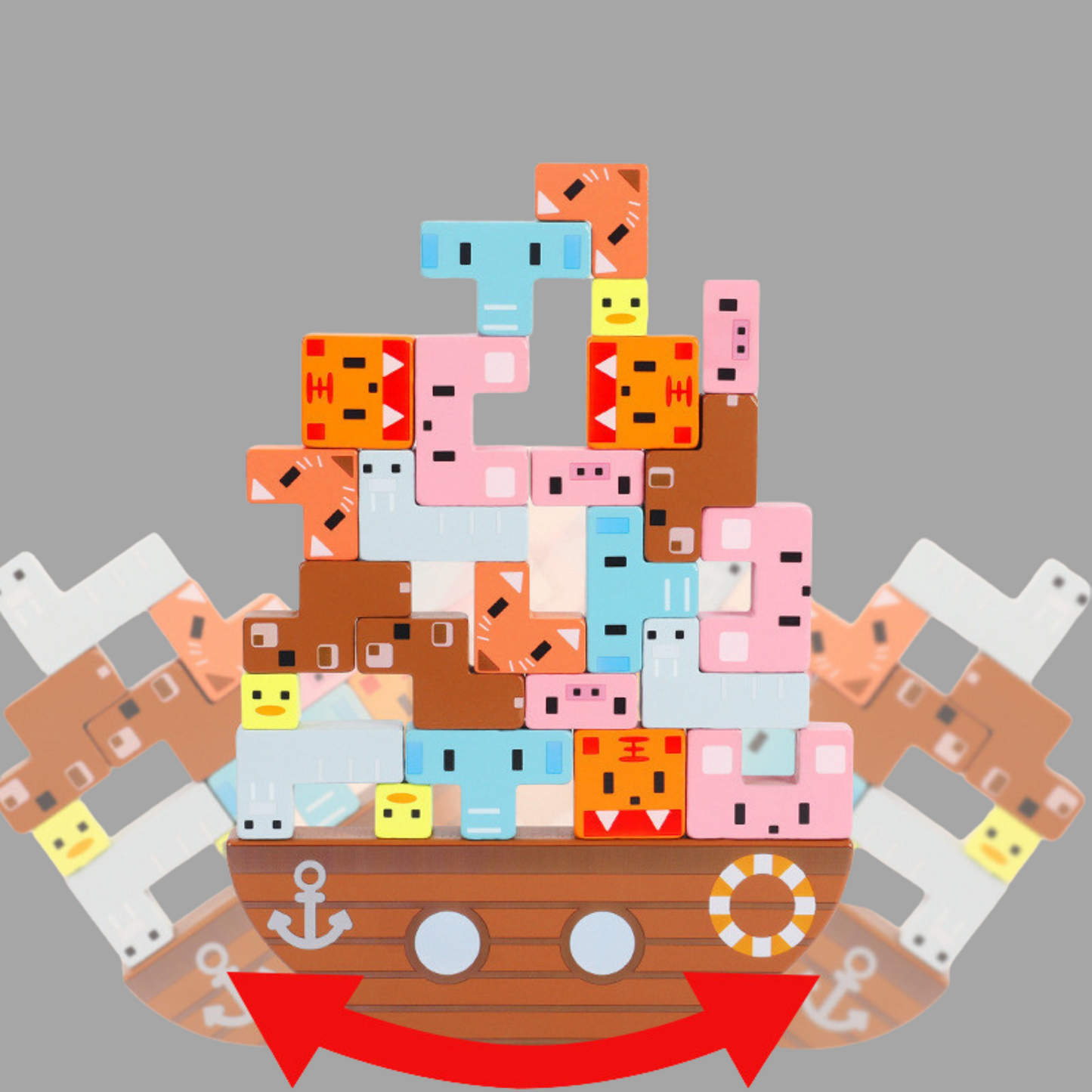Wooden Boat Stacking Block – Creative Learning Toy for Kids