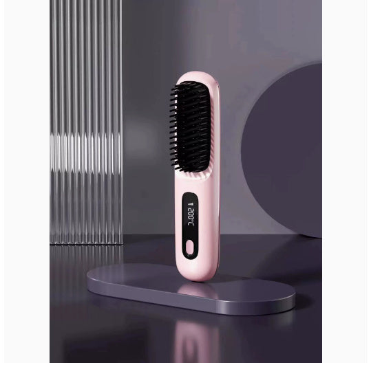 Cordless Hair Straightener Brush - Wireless Hair Styling Brush