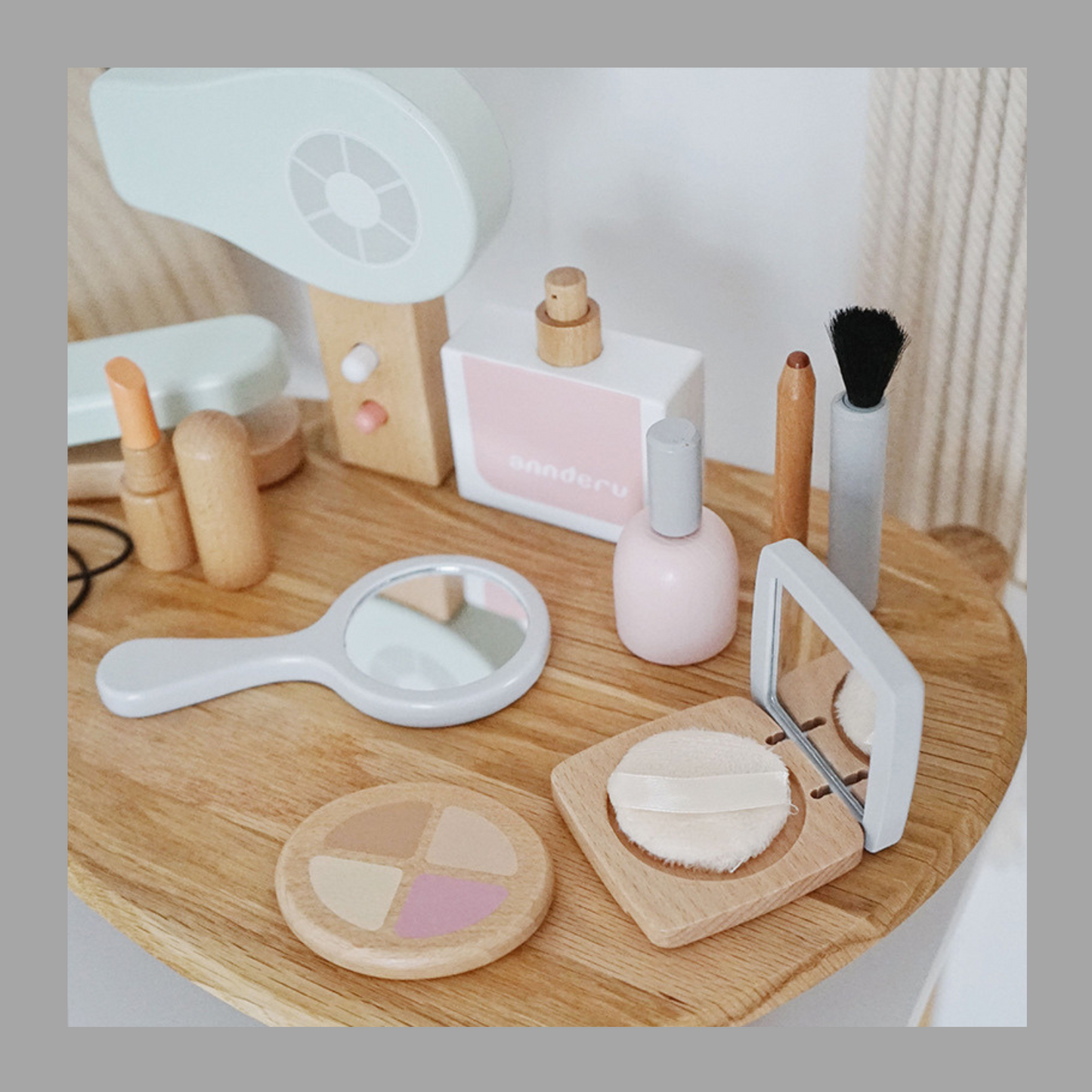 Wooden Hair Salon Playset – Make-up, Haircut & Styling Toy for Kids