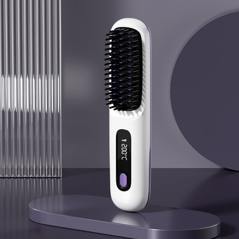 Cordless Hair Straightener Brush - Wireless Hair Styling Brush