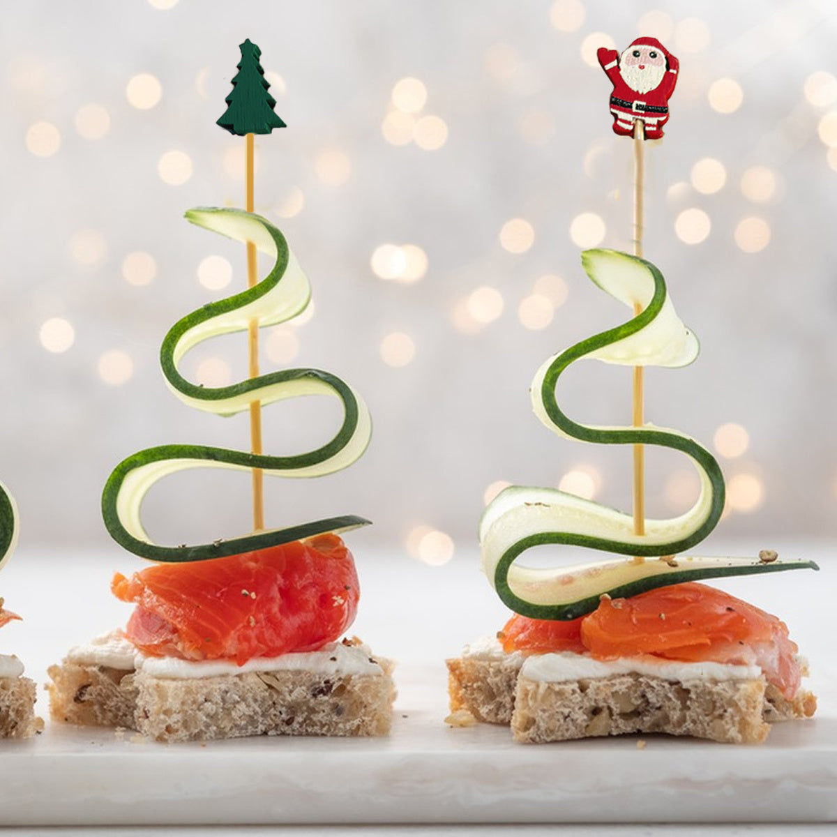 100 PCS Christmas Cupcake Toppers – Santa, Snowman, Tree & Gingerbread Picks for Holiday Party Decor