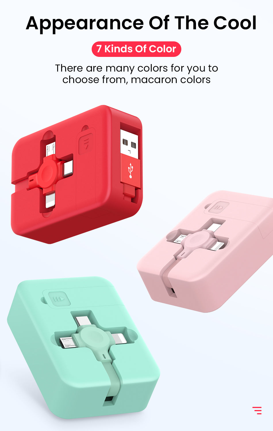 4 In 1 Retractable USB Cable Creative Macaron Type C Micro Cable For I Phone With Phone Stand Charging Data Cable Line Storage Box