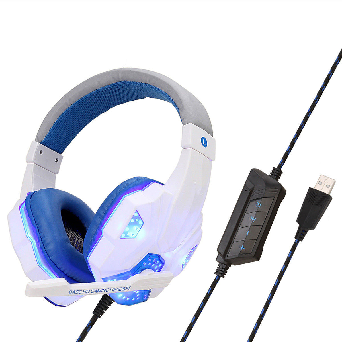 Luminous Gaming Headset with Microphone, Wired 3.5mm & USB Connectivity