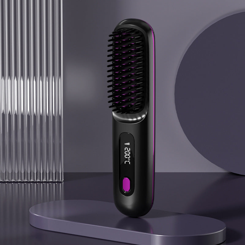 Cordless Hair Straightener Brush - Wireless Hair Styling Brush