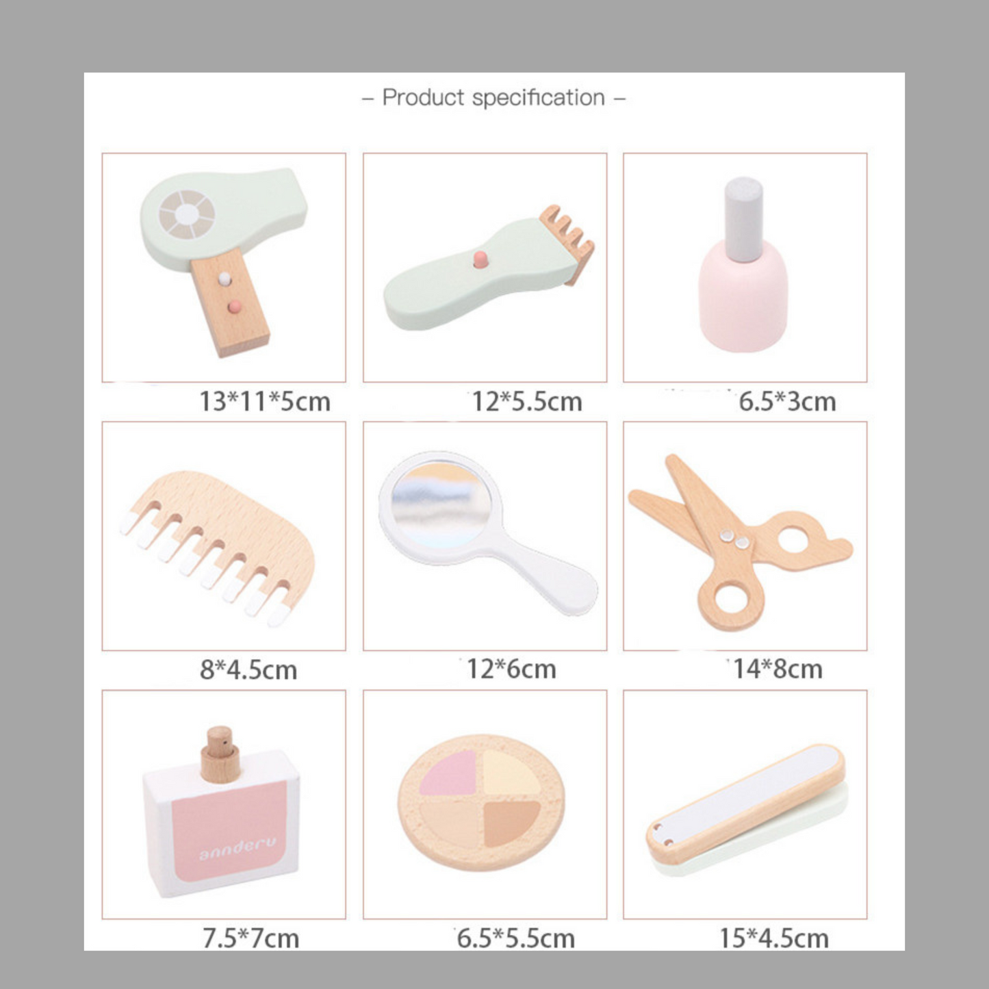 Wooden Hair Salon Playset – Make-up, Haircut & Styling Toy for Kids