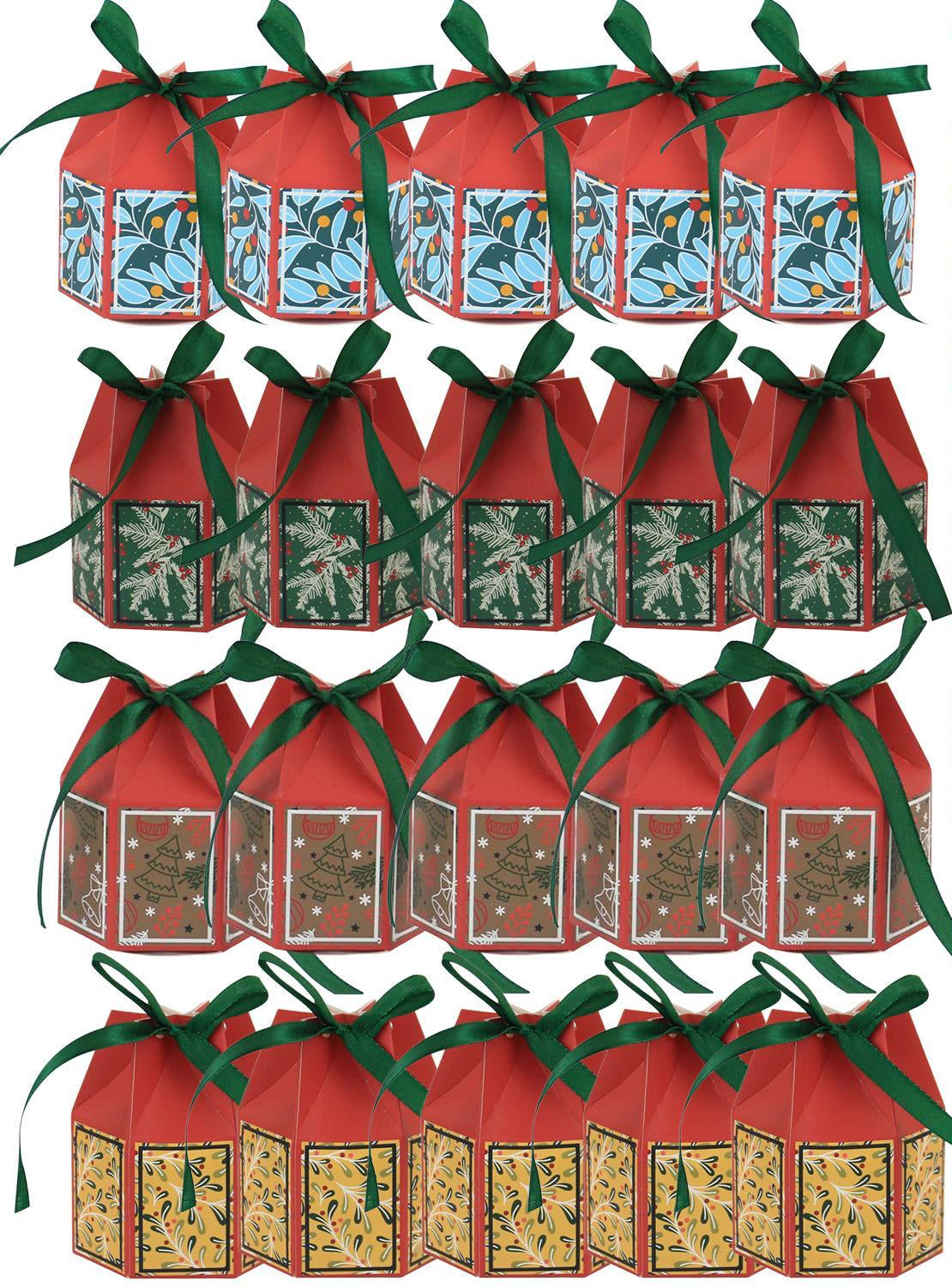 Christmas Candy Gift Boxes – 24 Pcs Holiday Treat Favor Boxes with Ribbon