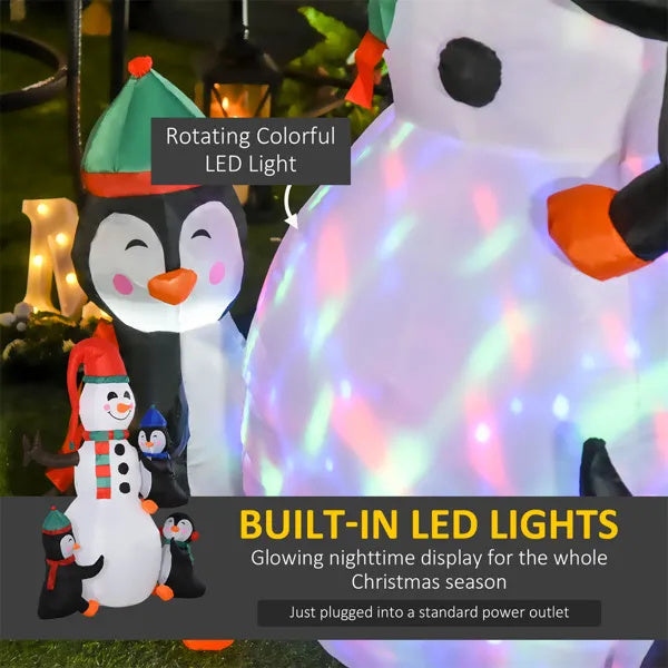 Inflatable Snowman with Penguins – Outdoor Christmas Yard Decoration
