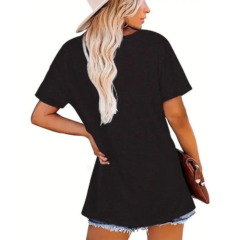 Women's Casual Short Sleeve T-Shirt Crescent Moon Graphic Print Round Neck Summer Top