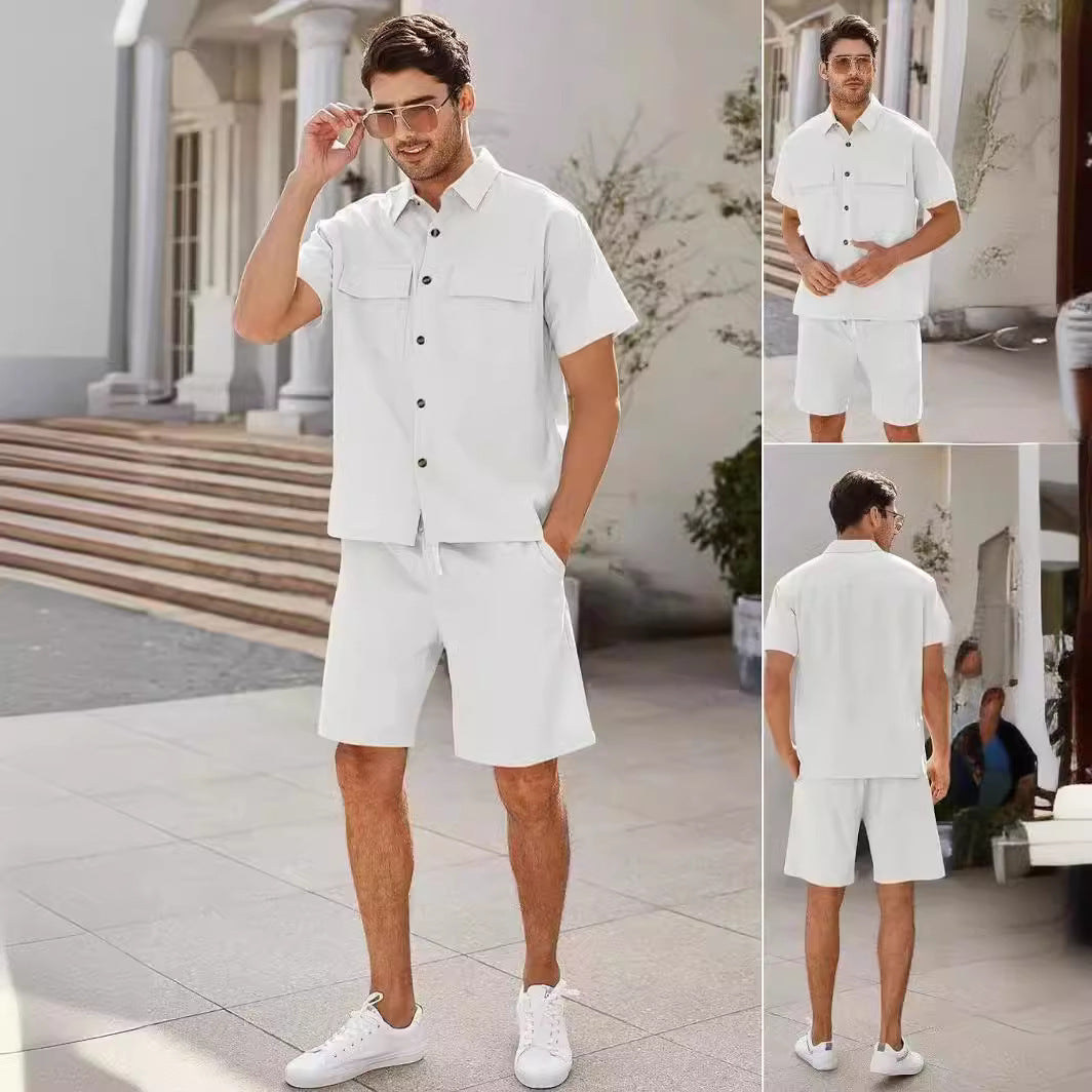 Men's Summer 2-Piece Set – Casual Linen Blend Outfit