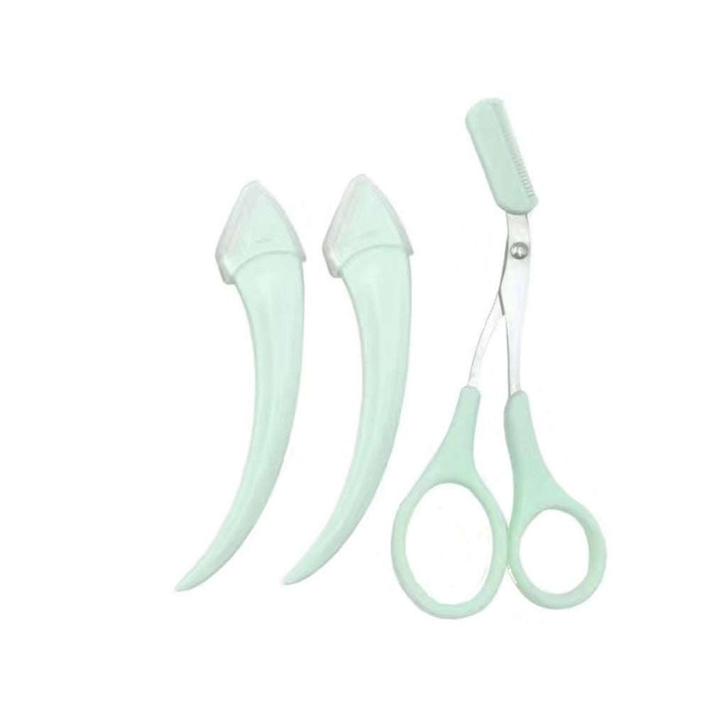 Curved Eyebrow Trimming Knife with Comb