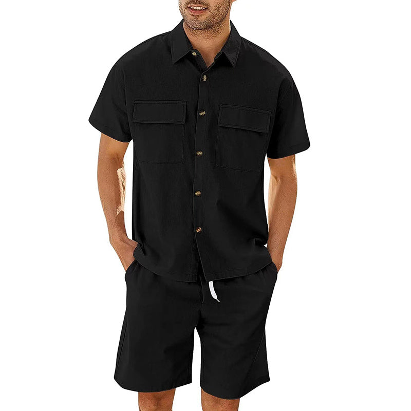 Men's Summer 2-Piece Set – Casual Linen Blend Outfit