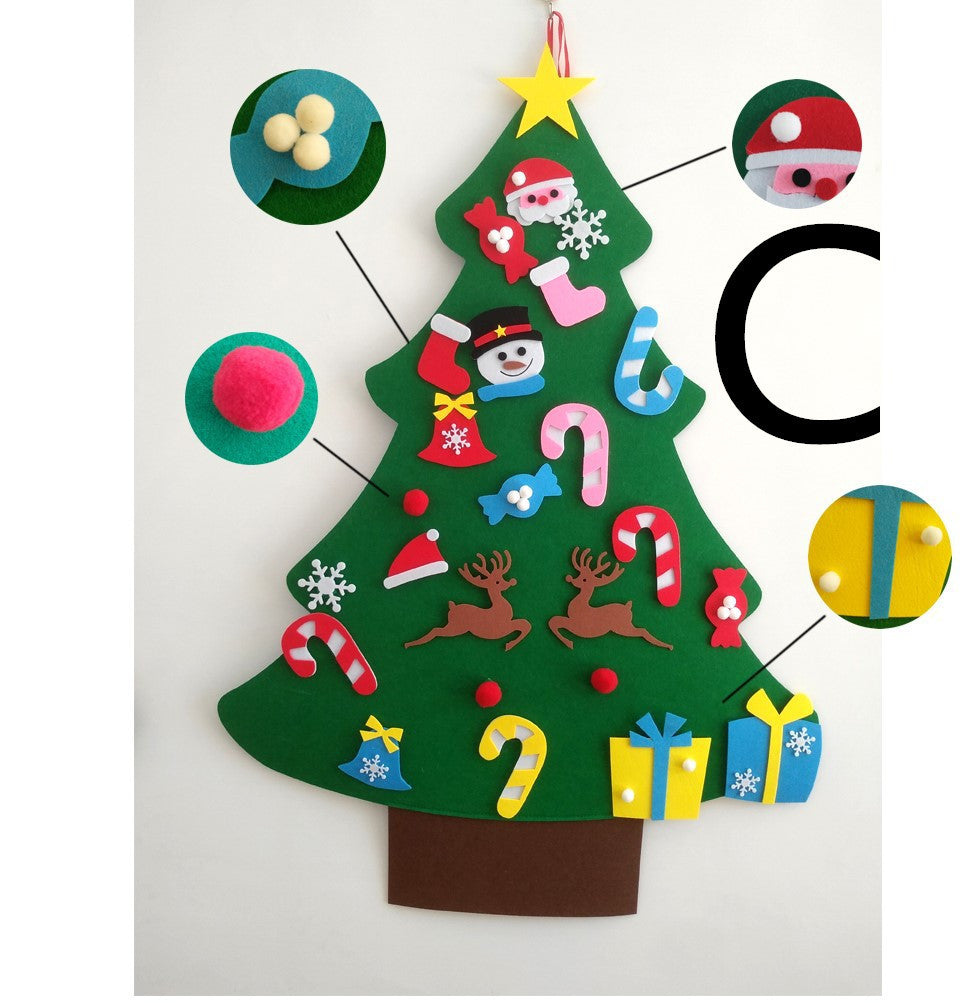 Felt Christmas Tree for Kids | DIY Wall Hanging Tree with Detachable Ornaments | Safe Toddler Christmas Decoration Gift