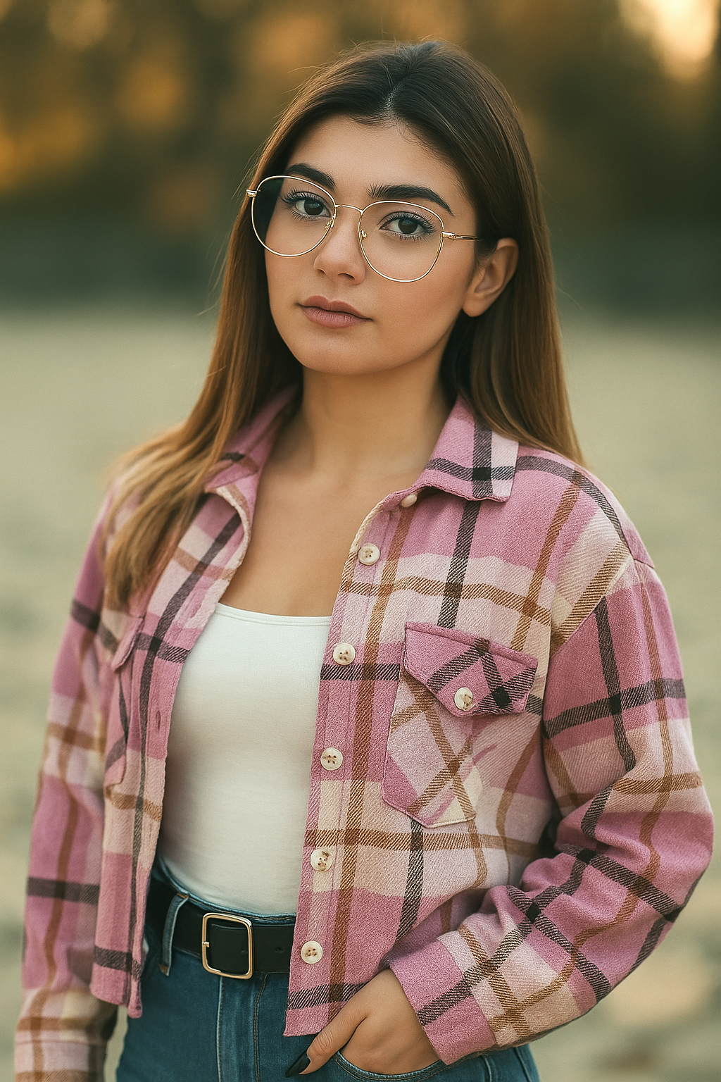 Women’s Shacket – Soft Checkered Button-Up Long Sleeve Jacket for Fall and Winter