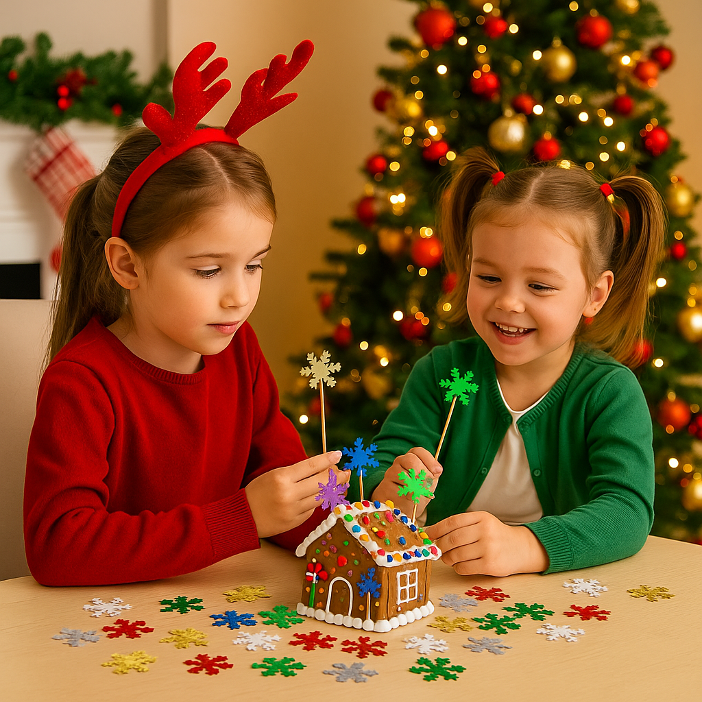 200pcs Mixed Snowflake Decorations – Colourful & Glitter Snowflakes for Kids Crafts, Parties & Christmas Decor