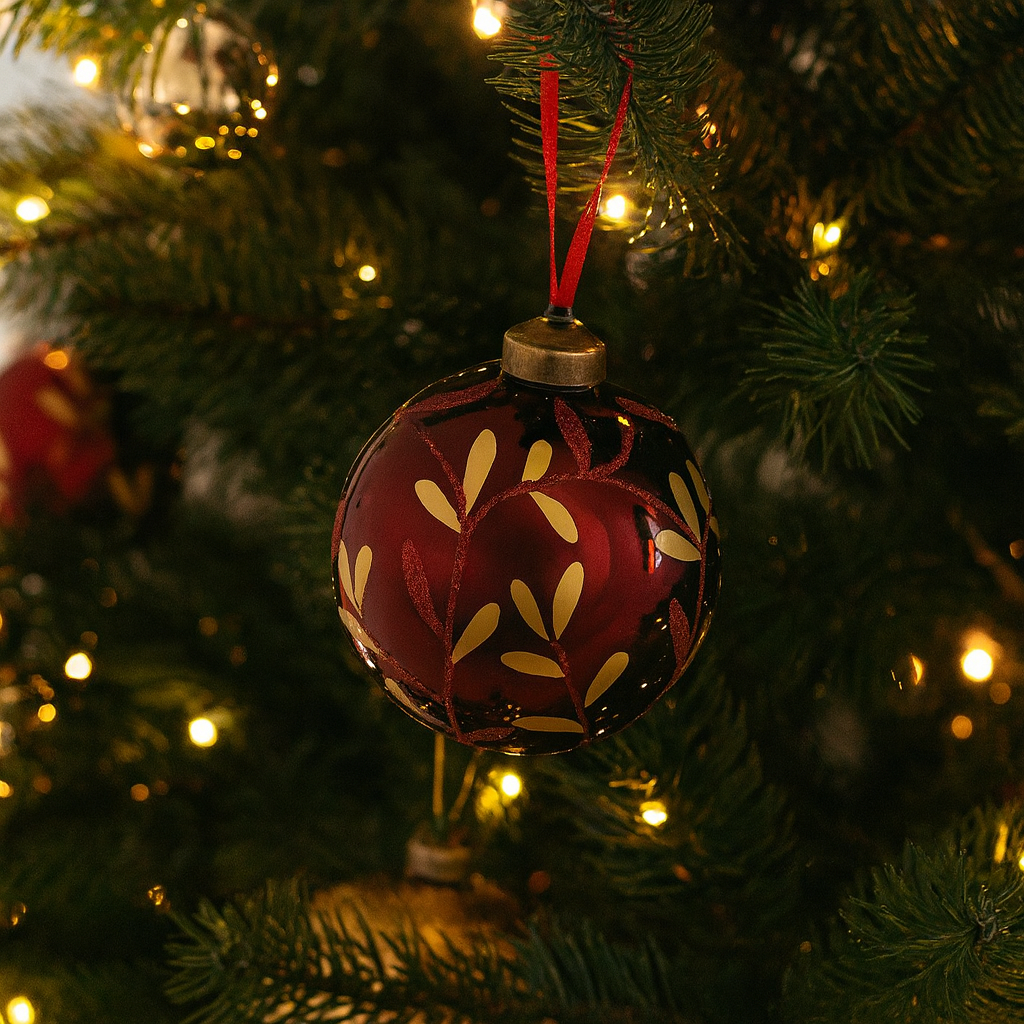 Elegant Red & Gold Christmas Ornaments – Set of 6 Shatterproof Baubles