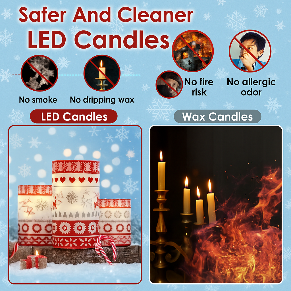 3Pack Christmas Flameless LED Candles Deer Flickering Candle Lights Pillar Candles With 3 Lighting Modes Timer Remote Control