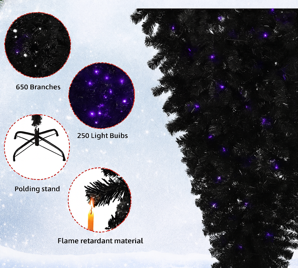 Upside-Down Christmas Tree with LED Lights & Remote – Modern Holiday Decor