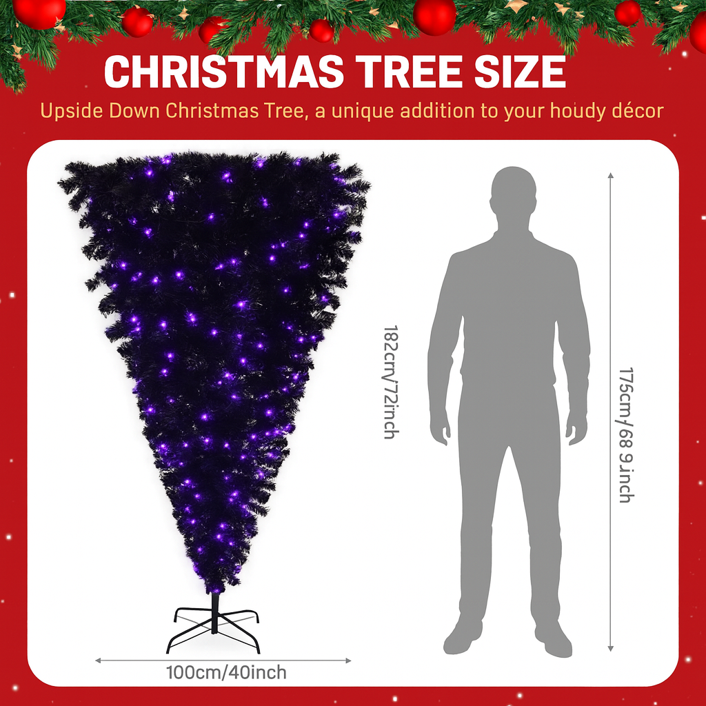 Upside-Down Christmas Tree with LED Lights & Remote – Modern Holiday Decor