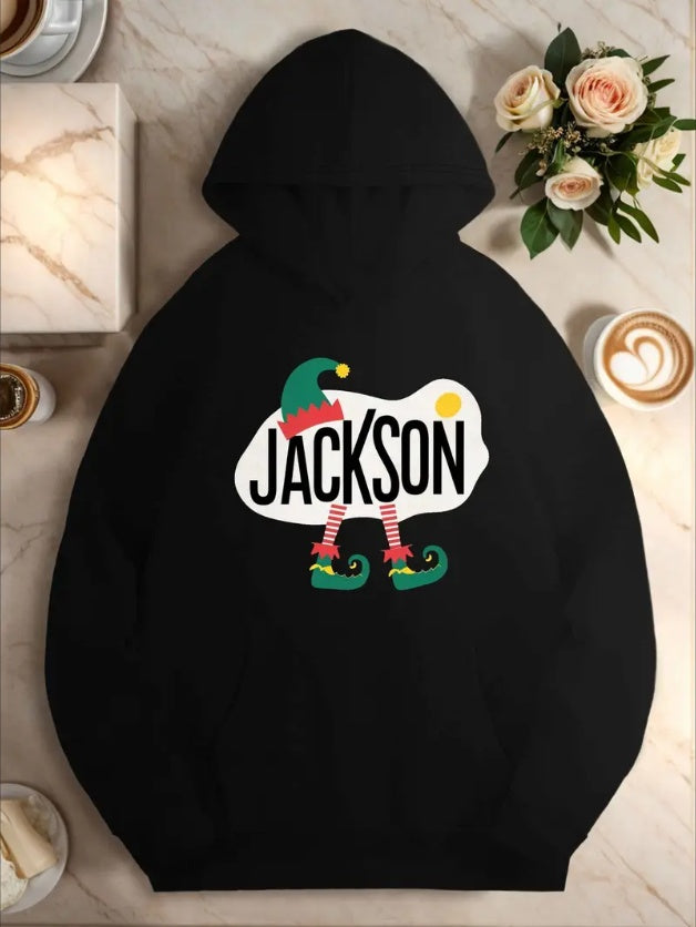 Matching Christmas Elf Hoodies – Funny Holiday Sweatshirts for Couples & Families | Cozy Black Unisex Christmas Hoodies | Cute Elf Outfit Idea